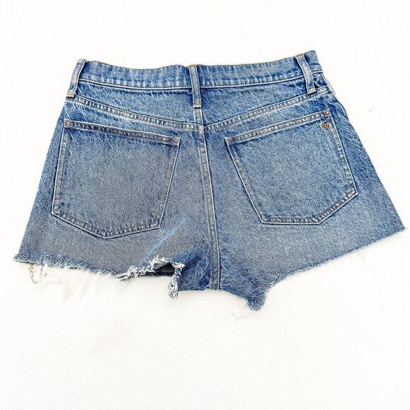 Madewell The Perfect Jean Short Raw Hem Dark Medium Wash Denim Size 28 - Picture 2 of 5